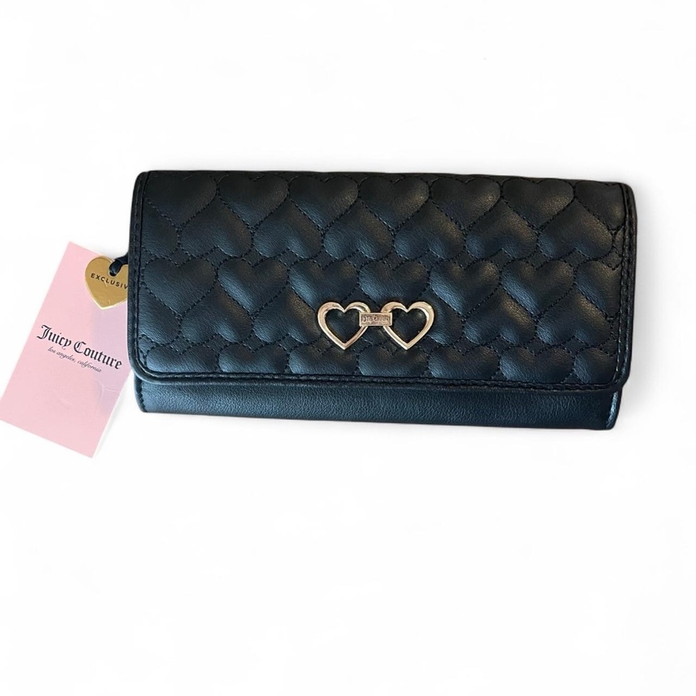 Juicy Couture Black Quilted Heart-Accent Wallet